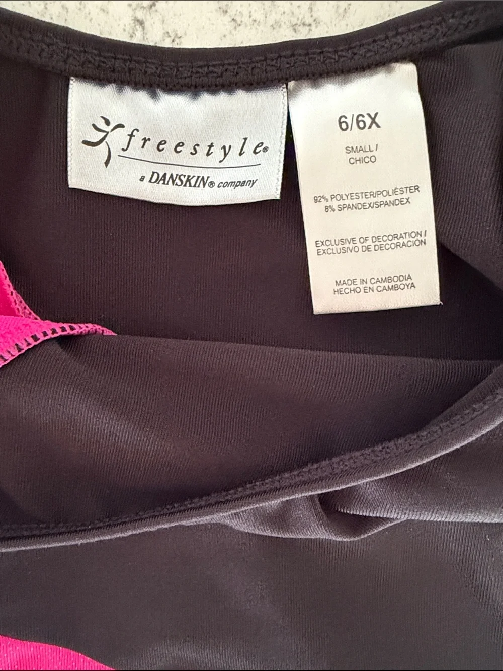 Dangling Freestyle Black & Hot Pink Long Sleeve Gymnastics Leotard